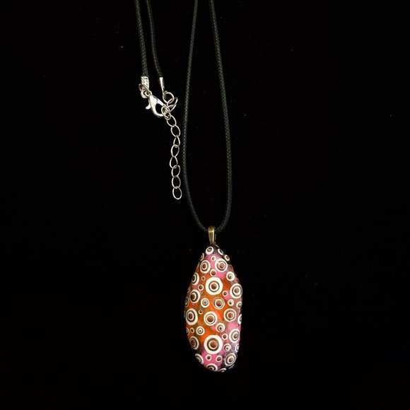 Hand Painted Dot Art Pendant - Picture 3 of 10